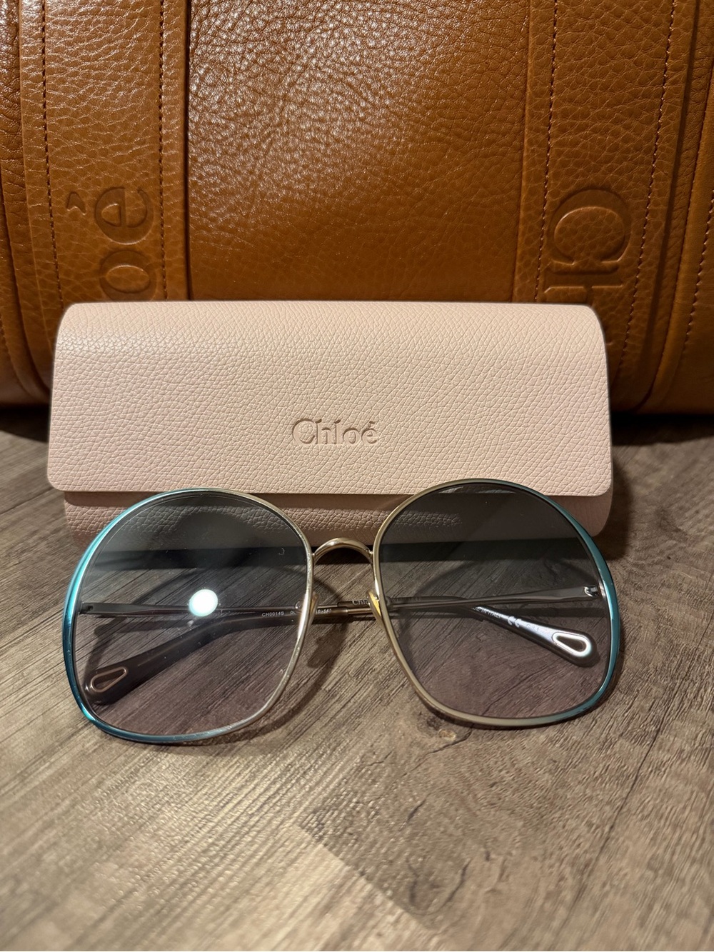Chloé Oversized Square Gradient Sunglasses CH0041S 002 – Blue/Silver – Authentic
